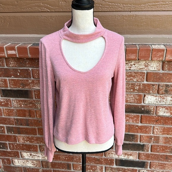 Shabby Chic Cutout Long Sleeve Pink Sweater Women's Size Small - Picture 1 of 6